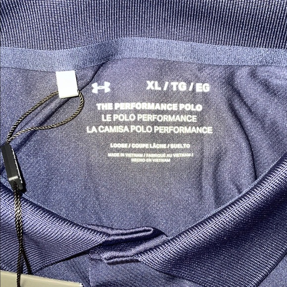 NWT Under Armour Men's Deep Blue Polo Shirt.  Size XL/TG - Picture 4 of 6